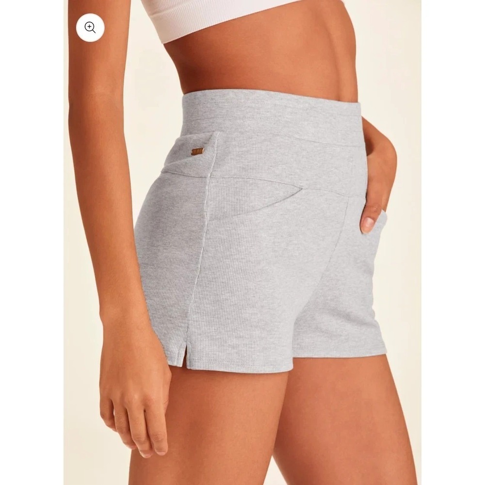 Alala Small Women's Plie Ribbed Shorts in Heathered Gray Loungewear Comfy